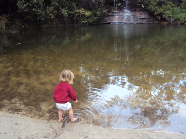 wading in the icy water